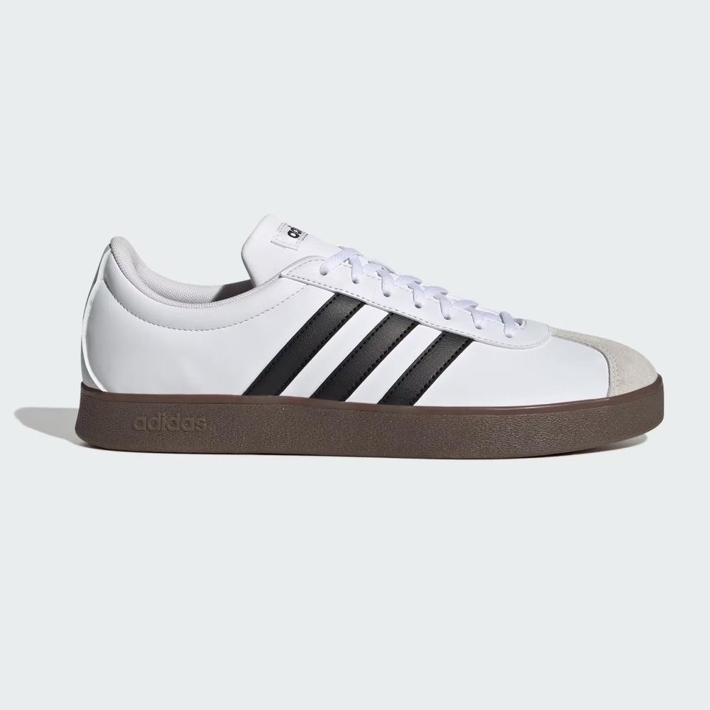 New Adidas Mens Size 10.5 VL Court Base White Black Gum Sole Sneakers
